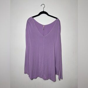 Free People Lavender V-Neck Long Sleeve Top